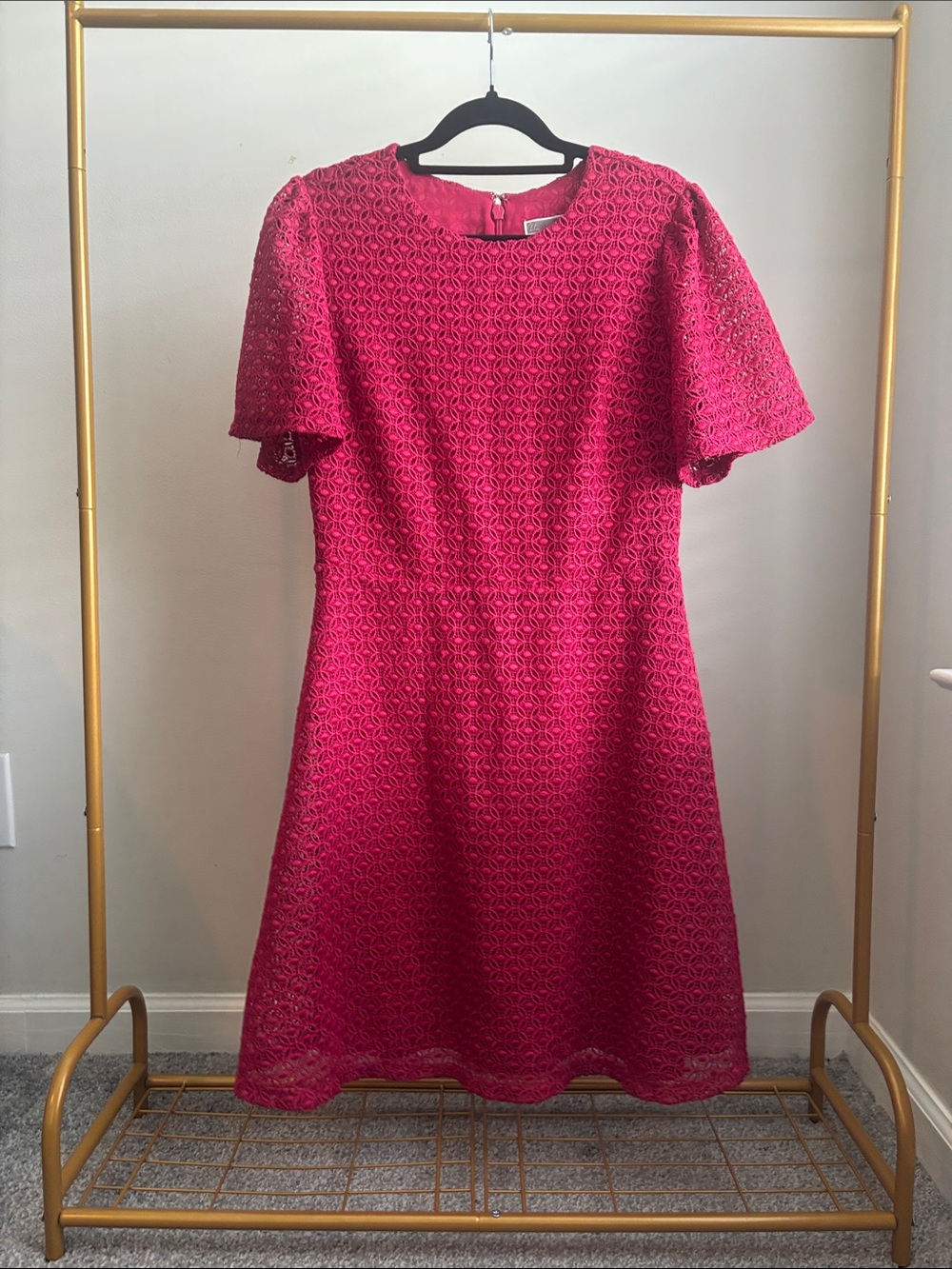 Chelsea28 Hot Pink Lace Midi Dress